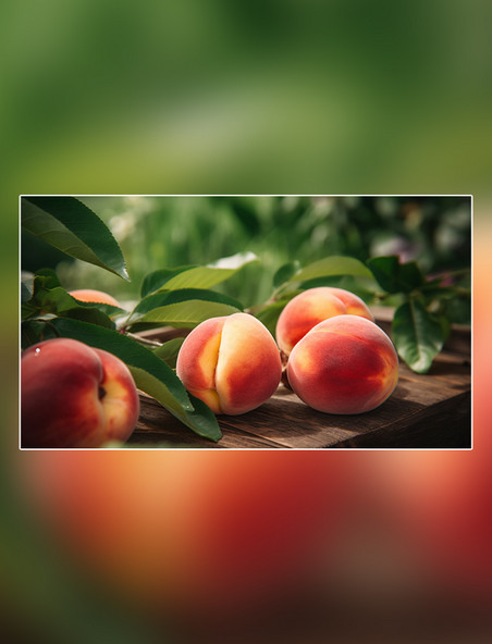 水果农场桃子园新鲜桃子挂满果实蜜桃树新鲜多汁摄影图
