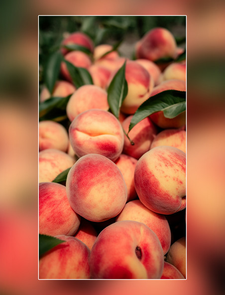 蜜桃树桃子园水果农场新鲜桃子挂满果实新鲜多汁摄影图
