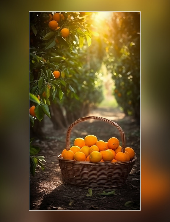 橙子园水果农场新鲜橙子摄影图超级清晰新鲜果实成熟的橙子在果园的树上