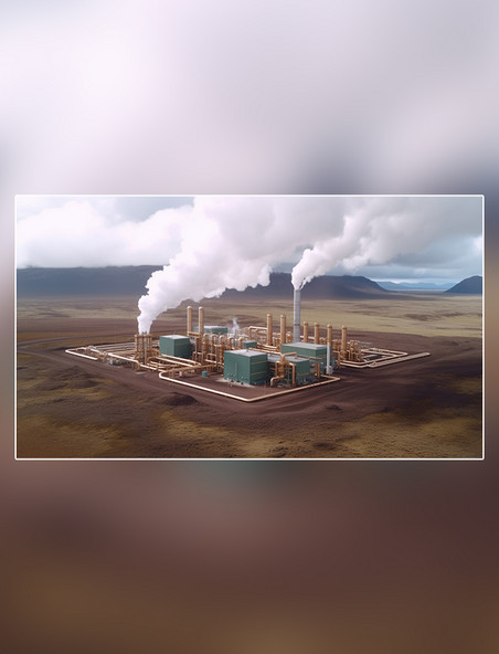 摄影图地热能工厂新能源地热发电站地热能