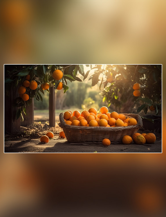 橙子园水果农场新鲜果实成熟的橙子在果园的树上新鲜橙子