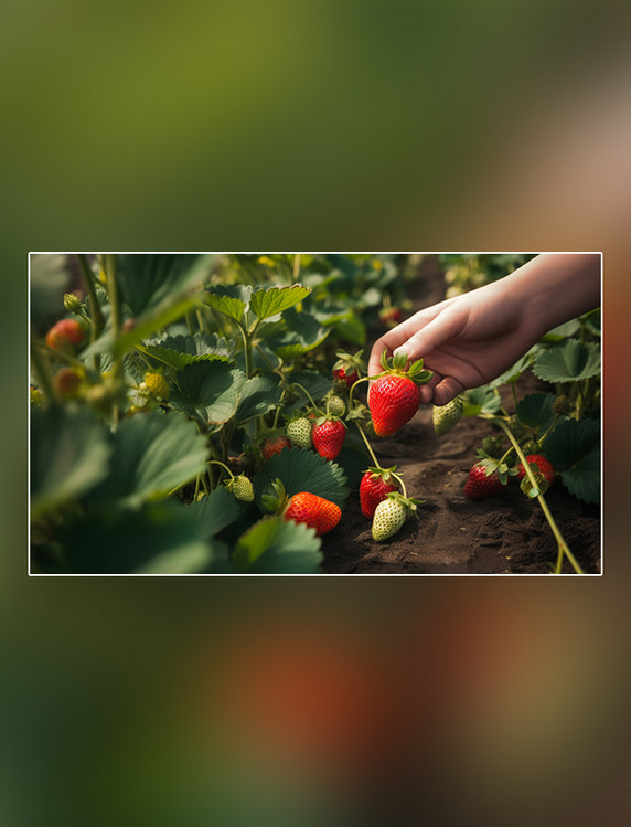 采摘季摄影图超级清晰新鲜草莓成熟水果草莓水果草莓基地水果农场
