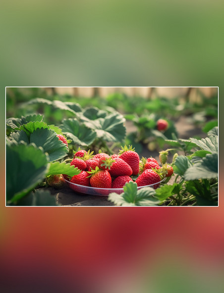 新鲜草莓采摘季成熟水果草莓水果草莓基地水果农场