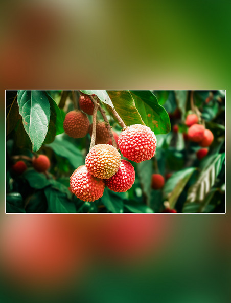 成熟水果摄影图荔枝园水果荔枝荔枝树农业果树水果农场新鲜荔枝