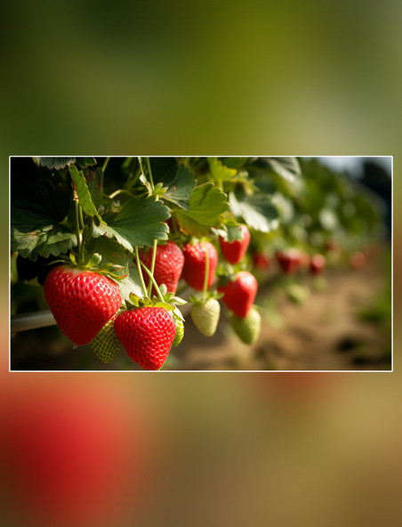 草莓基地水果农场成熟水果草莓水果新鲜草莓摄影图