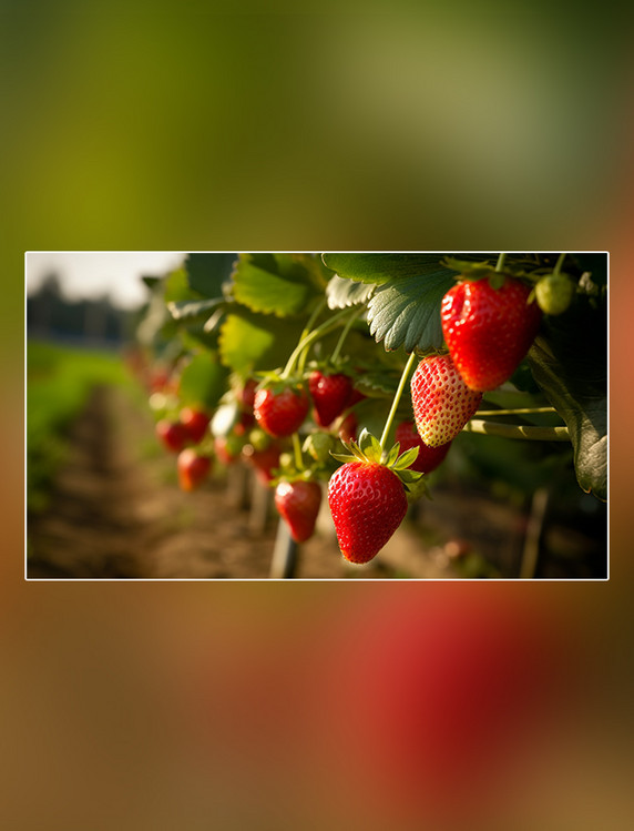摄影图超级清晰草莓基地水果农场成熟水果草莓水果新鲜草莓