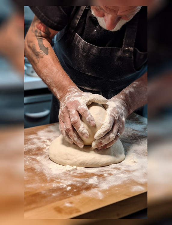 面点师制作特写揉面团制作面包糕点师