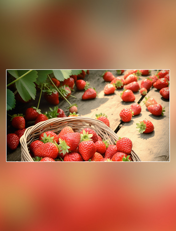 成熟水果草莓水果甜甜的新鲜草莓采摘季草莓基地水果农场摄影图超级清晰