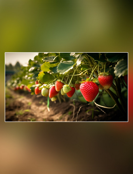 草莓基地水果农场成熟水果草莓水果摄影图超级清晰新鲜草莓