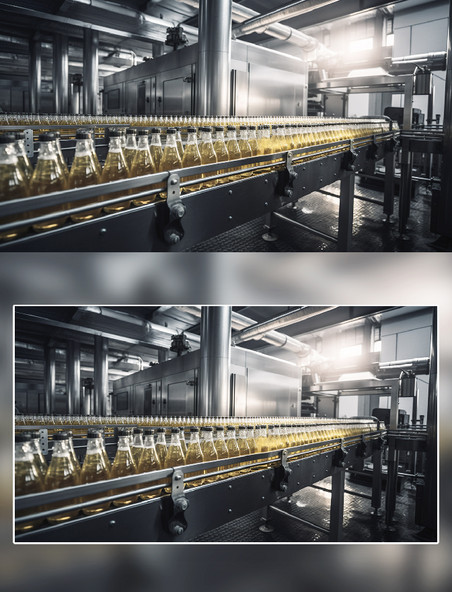 工厂机器自动化饮料生产线摄影流水线