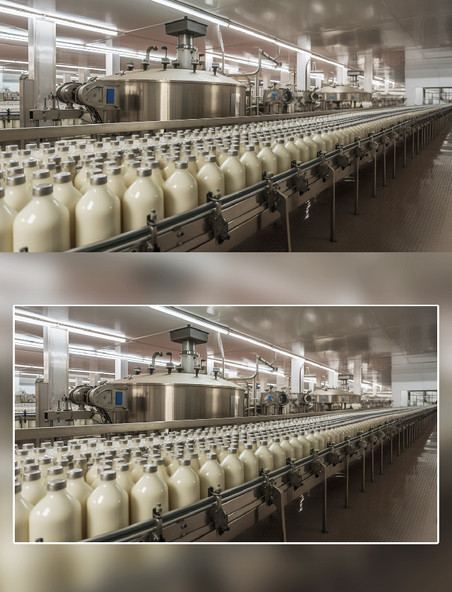工厂自动化牛奶生产线摄影流水线