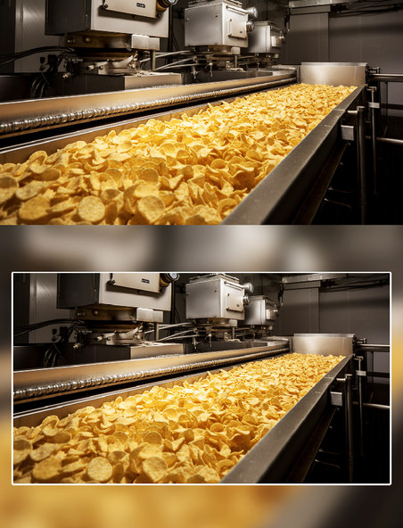 零食薯片生产线机械自动化摄影流水线