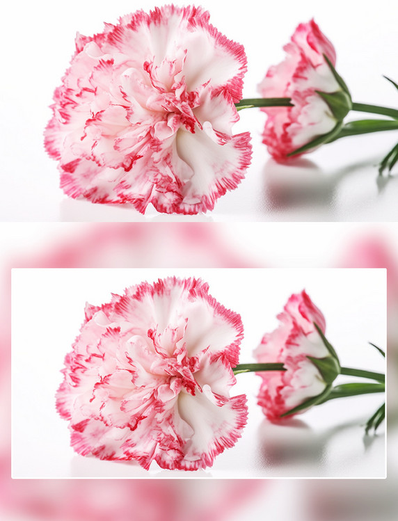 花朵红色白色康乃馨摄影