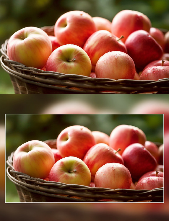 红色新鲜苹果果篮摄影农产品