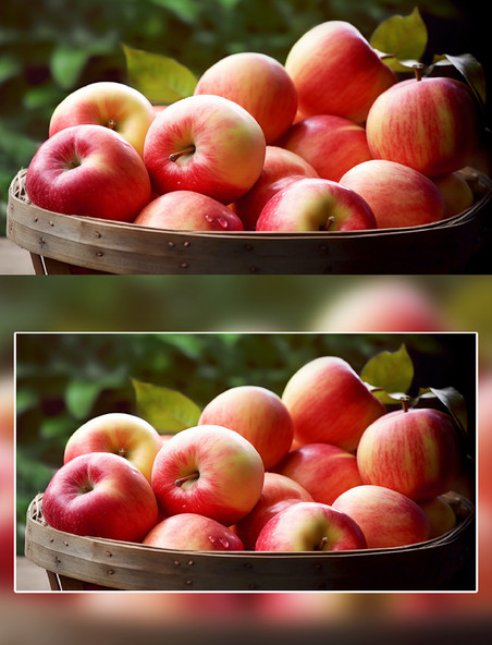 新鲜红色苹果果篮摄影水果