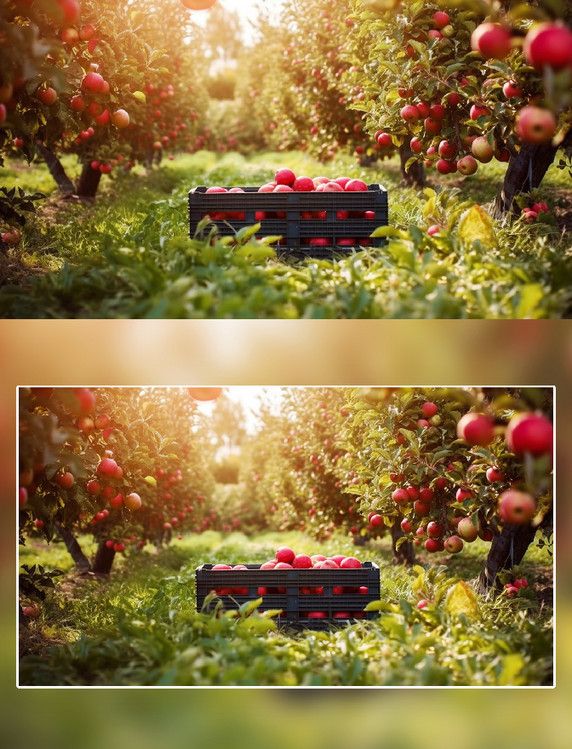 苹果果园新鲜采摘农产品摄影