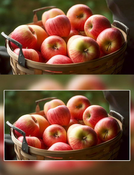 新鲜采摘苹果果篮摄影水果