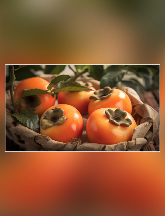 成熟柿子秋天柿子水果摄影图
