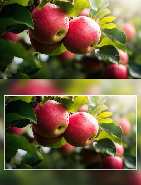 红苹果叶子果树果园摄影