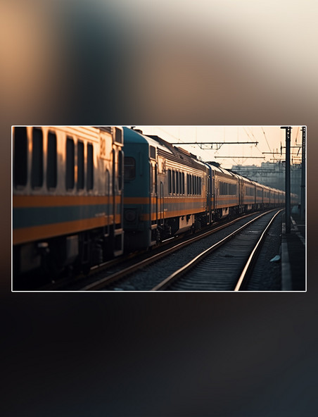 火车交通工具轨道铁轨广阔视角摄影图