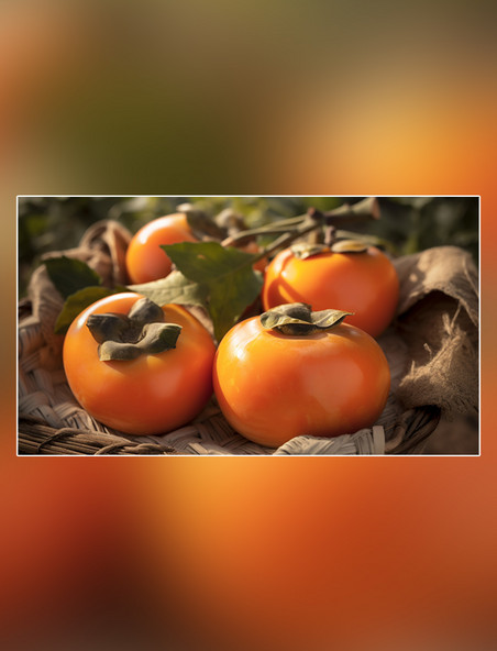 秋天柿子水果摄影图超级清晰成熟柿子