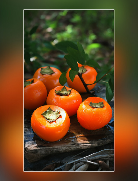 成熟柿子秋天柿子水果摄影图超级清晰