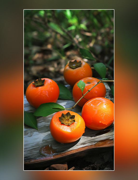 成熟柿子秋天柿子摄影图超级清晰水果