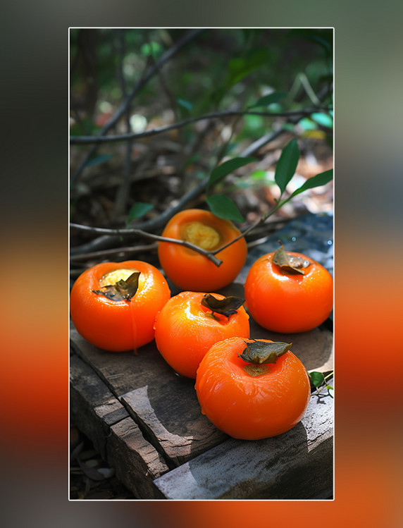柿子成熟柿子秋天柿子水果摄影图超级清晰