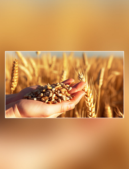 成熟黄金小麦麦穗植物白天小麦麦田生长粮食摄影图