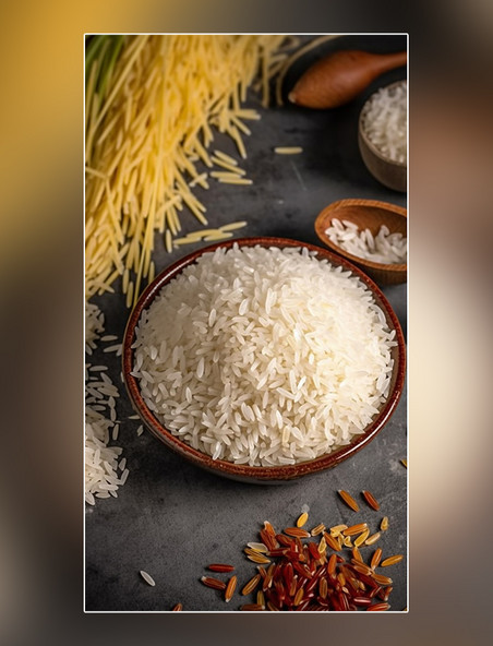 大米营养米饭摄影图粮食米饭水稻主食白色食材
