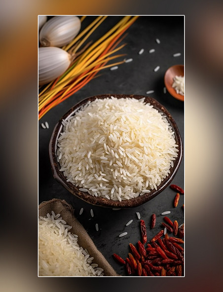 粮食米饭水稻主食白色食材大米摄影图营养米饭