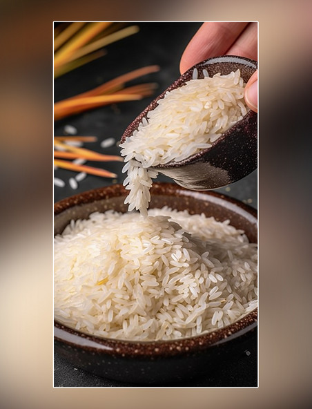 粮食米饭水稻主食营养米饭摄影图白色食材大米