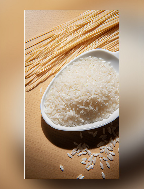 白色食材粮食米饭主食大米营养米饭摄影图