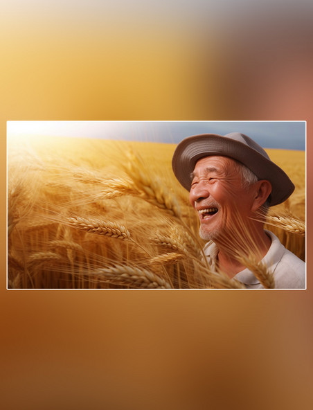 小麦麦田稻穗麦穗粮食农民摄影图