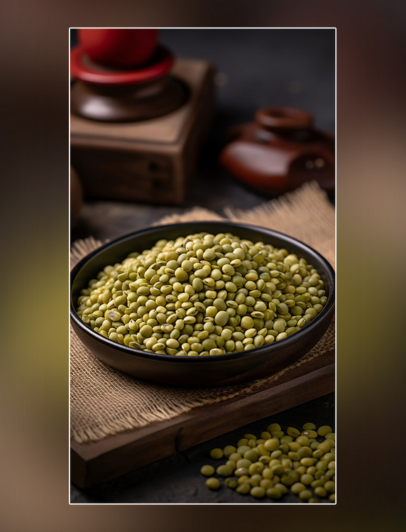 超级五谷杂粮豆类绿豆绿豆粥食材营养物质摄影图