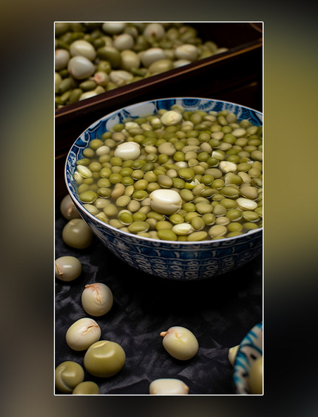 绿豆绿豆粥五谷杂粮豆类食材营养物质摄影图
