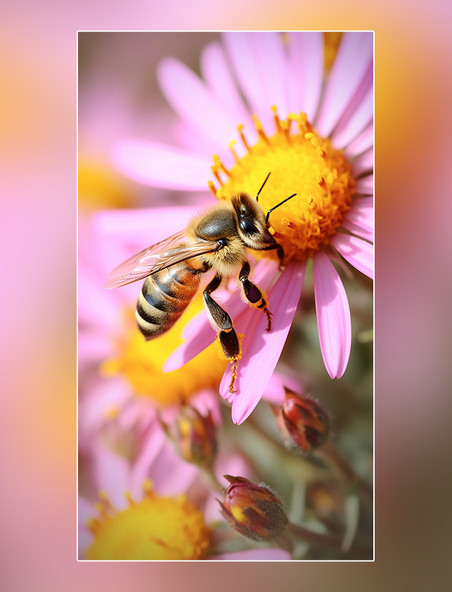 花朵蜂巢养蜂蜜蜂在采蜜春天摄影图