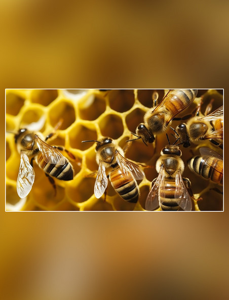 养蜂蜂巢蜜蜂在采蜜春天摄影图