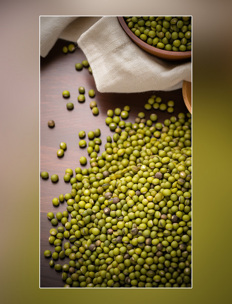 豆类绿豆五谷杂粮食材绿豆粥营养物质摄影图