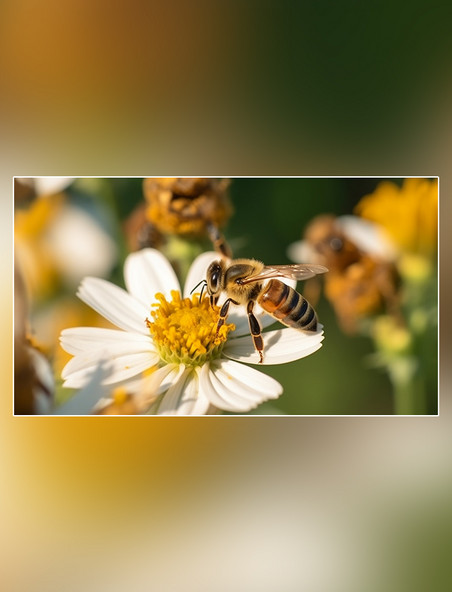 花朵摄影图养蜂蜂巢蜜蜂在采蜜春天