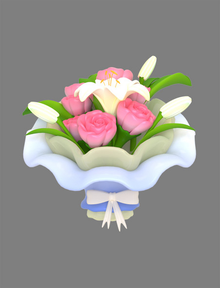 可爱3D立体鲜花花束