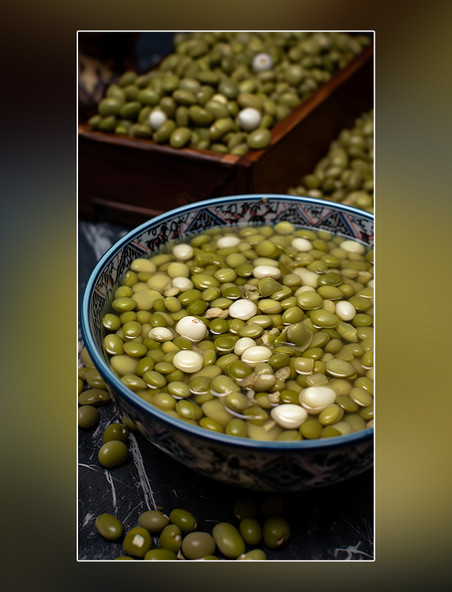绿豆粥五谷杂粮豆类食材营养物质摄影图超级绿豆