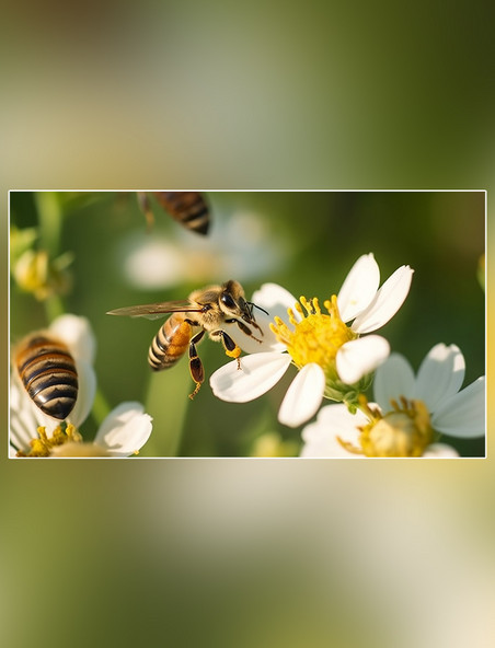 花朵养蜂蜂巢蜜蜂在采蜜春天摄影图