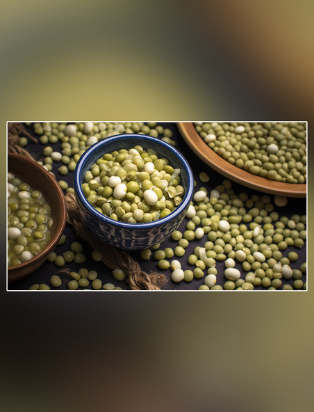 绿豆食材绿豆粥五谷杂粮豆类营养物质摄影图