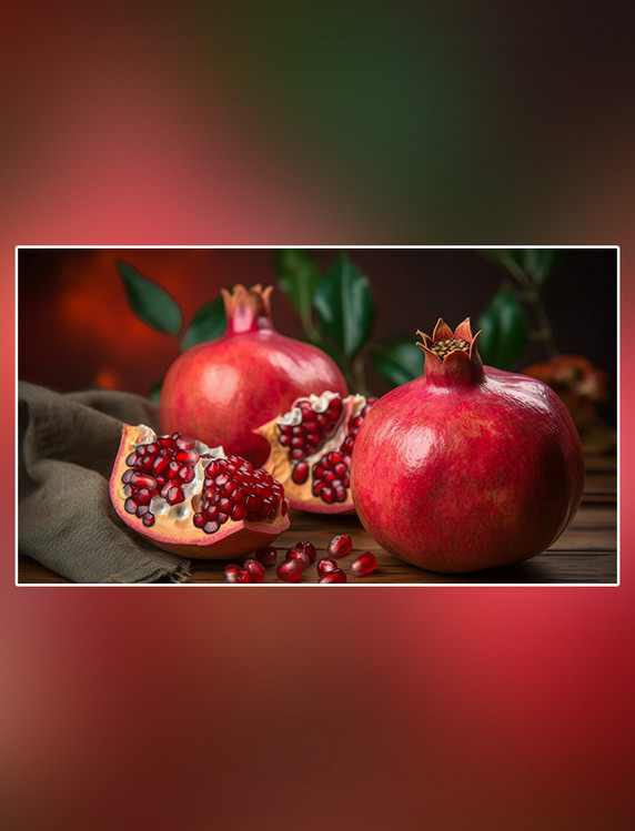 成熟水果特写石榴水果新鲜石榴红色软籽多汁摄影图