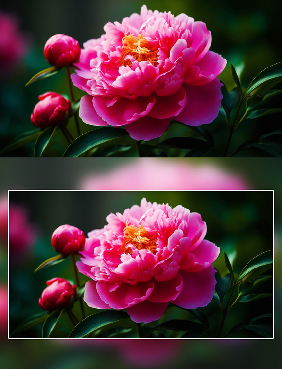 玫红色芍药花朵花卉摄影