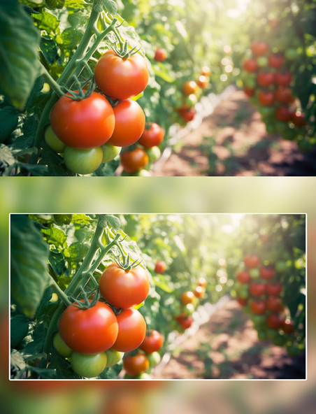 阳光下西红柿农场摄影蔬菜
