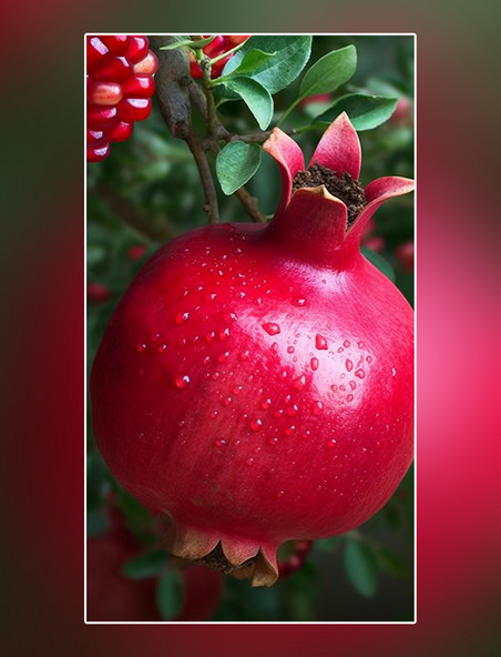 石榴水果新鲜石榴摄影图超级清晰高细节红色软籽多汁成熟水果特写