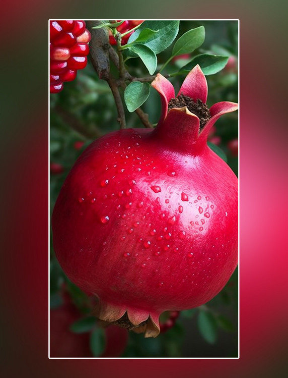 石榴水果新鲜石榴摄影图超级清晰高细节红色软籽多汁成熟水果特写