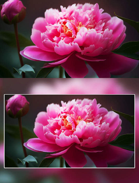 玫红色芍药花朵盛开摄影